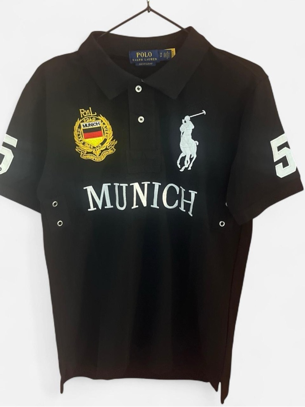 Polo by Ralph Lauren Black Munich Embroidered Crest Polo